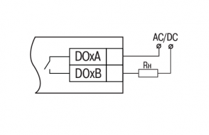 Схема підключення зовнішніх зв'язків до дискретних виходів типу «реле»