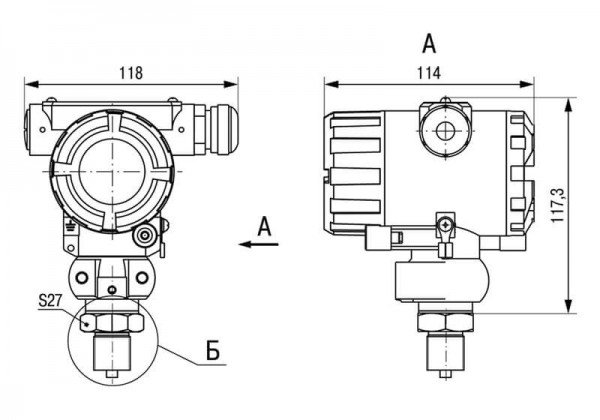 Габаритні і приєднувальні розміри ПД100І (загальнопромислове виконання)