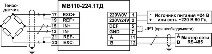 Підключення до приладу МВ110-224.1ТД зовнішніх пристроїв