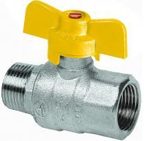 krn4 Кульовий кран газовий нікельований з алюмінієвої рукояткою (зовнішня-внутрішня різьба)